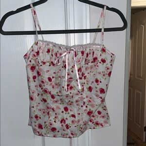 Dorothy Perkins white floral cami with lace trim Size Small